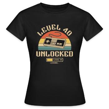 Anniversaire level 40 Ans 1985 Cadeau Gamer Fête - T-shirt Femme - noir - Devant - AI Model Female 172 dark (172cm)