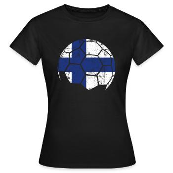 Finland Soccer Ball Fußball - Frauen T-Shirt - Schwarz - Vorne - AI Model Female 172 dark (172cm)