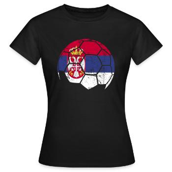 Serbia Soccer Ball Fußball - Frauen T-Shirt - Schwarz - Vorne - AI Model Female 172 dark (172cm)