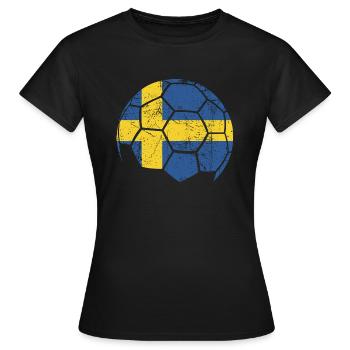 Sweden Soccer Ball Fußball - Frauen T-Shirt - Schwarz - Vorne - AI Model Female 172 dark (172cm)