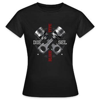 Totenkopf Blutgruppe Diesel Motorkolben - Frauen T-Shirt - Schwarz - Vorne - AI Model Female 172 dark (172cm)