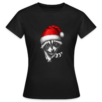 Süßes Waschbär Baby mit Mütze für Weihnachten - Frauen T-Shirt - Schwarz - Vorne - AI Model Female 172 dark (172cm)