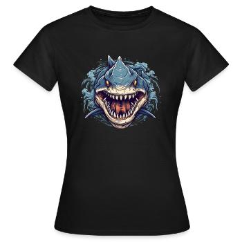 Haifisch-Fischkopf - Frauen T-Shirt - Schwarz - Vorne - AI Model Female 172 dark (172cm)