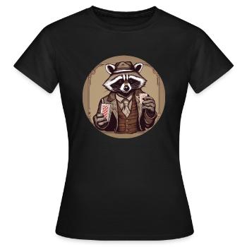 Poker Waschbär - Frauen T-Shirt - Schwarz - Vorne - AI Model Female 172 dark (172cm)