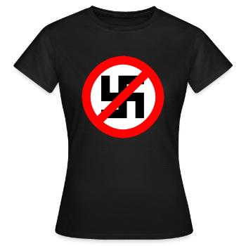contre les nazis - T-shirt Femme - noir - Devant - AI Model Female 172 dark (172cm)
