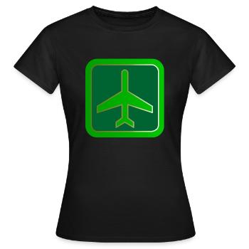 airplane aeroplane flugzeug heissluftballon air ba - Frauen T-Shirt - Schwarz - Vorne - AI Model Female 172 dark (172cm)