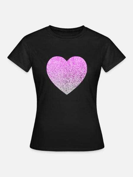 Glitter Herz - Frauen T-Shirt - Schwarz
