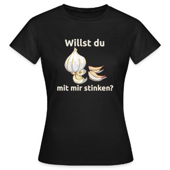 Knoblauch Knobi stinken Liebe Geschenk - Frauen T-Shirt - Schwarz - Vorne - AI Model Female 172 dark (172cm)