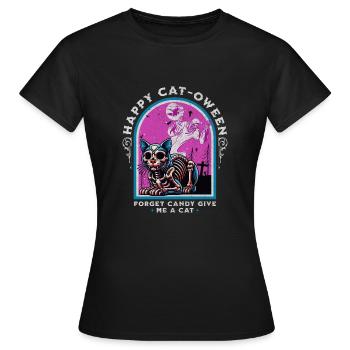 Halloween Schwarze Katze Hexe Katzenliebhaber - Frauen T-Shirt - Schwarz - Vorne - AI Model Female 172 dark (172cm)