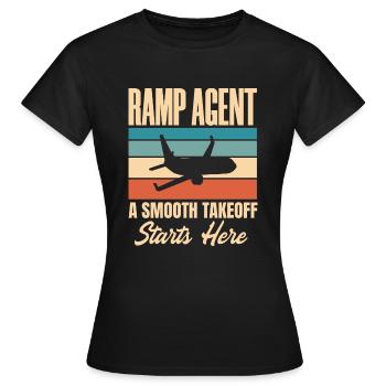 Agent de rampe Un décollage en douceur commence ici - T-shirt Femme - noir - Devant - AI Model Female 172 dark (172cm)
