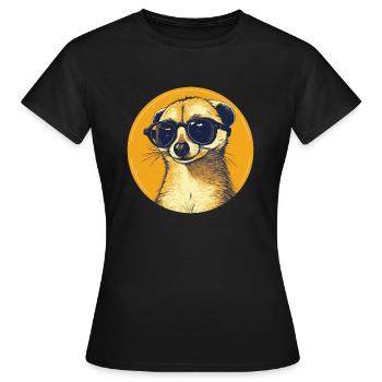 Meerkat with sunglasses, Suricate - Women's T-Shirt - black - Front - AI Model Female 172 dark (172cm)