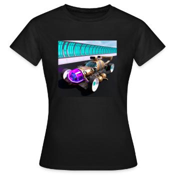 Synthwave style steampunk 2 - T-shirt Femme - noir - Devant - AI Model Female 172 dark (172cm)