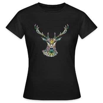 Hirsch - Frauen T-Shirt - Schwarz - Vorne - AI Model Female 172 dark (172cm)