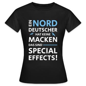 NORDDEUTSCHE MACKEN SPECIAL EFFECTS - Frauen T-Shirt - Schwarz - Vorne - AI Model Female 172 dark (172cm)