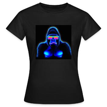 gorilla neon mit sonnenbrille - Frauen T-Shirt - Schwarz - Vorne - AI Model Female 172 dark (172cm)