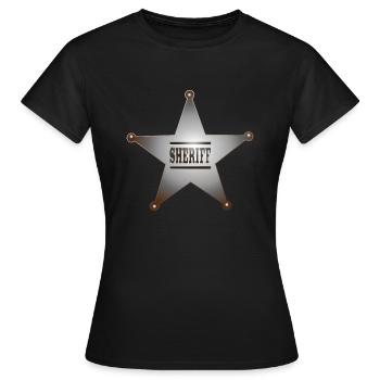 shérif ranger cowboy cheval propriétaire d'un ranch Wester - T-shirt Femme - noir - Devant - AI Model Female 172 dark (172cm)