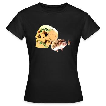 Kleiner neugieriger Igel - Frauen T-Shirt - Schwarz - Vorne - AI Model Female 172 dark (172cm)