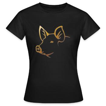 Schwein - Schweinekopf Bauernhof Tier - Frauen T-Shirt - Schwarz - Vorne - AI Model Female 172 dark (172cm)