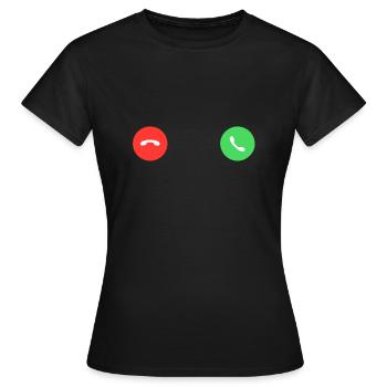 Incoming call women T-shirt / Boobs shirt Women - Women's T-Shirt - black - Front - AI Model Female 172 dark (172cm)