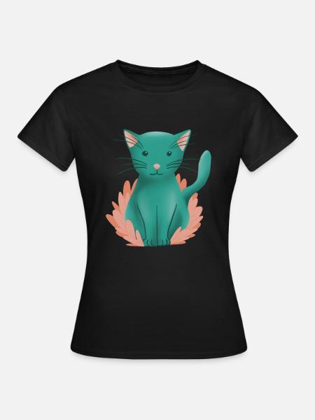 Süße Kätzchenkatze und Natur - Frauen T-Shirt - Schwarz