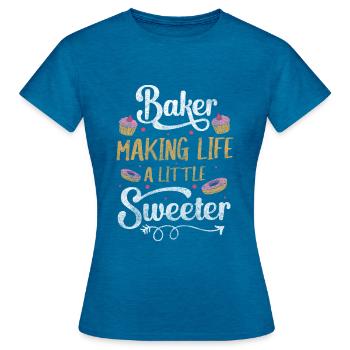 Baker Pastry Chef Cupcake - Women's T-Shirt - antique blue sapphire heather - Front - AI Model Female 172 dark (172cm)