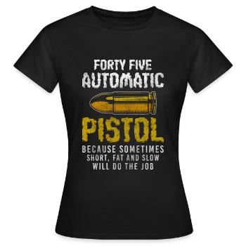 Weapon Pistol Gun Owner - Women's T-Shirt - black - Front - AI Model Female 172 dark (172cm)