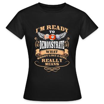 Pool Spruch Queue - Frauen T-Shirt - Schwarz - Vorne - AI Model Female 172 dark (172cm)