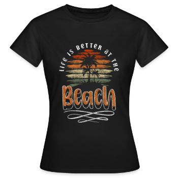 Strand Meer Brise Ferien - Frauen T-Shirt - Schwarz - Vorne - AI Model Female 172 dark (172cm)