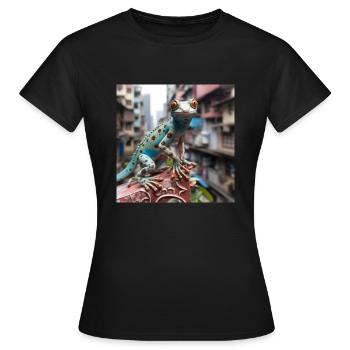 Gecko in China Tier Lebewesen Drachen Dragon - Frauen T-Shirt - Schwarz - Vorne - AI Model Female 172 dark (172cm)