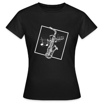 Saxophone Music Saxophonist Orchestra Big Band w - Women's T-Shirt - black - Front - AI Model Female 172 dark (172cm)