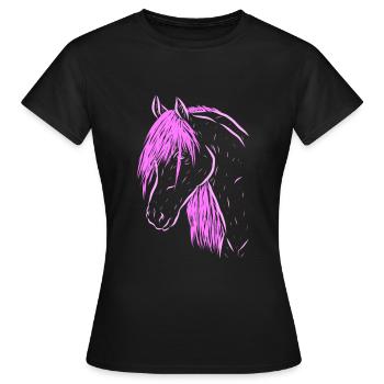 Pferd - Frauen T-Shirt - Schwarz - Vorne - AI Model Female 172 dark (172cm)