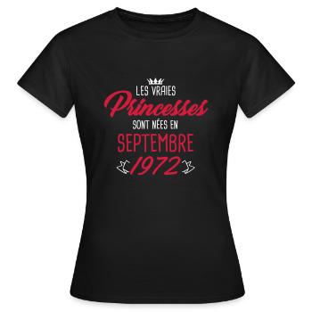 Princesses nées en septembre 1972 - T-shirt Femme - noir - Devant - AI Model Female 172 dark (172cm)