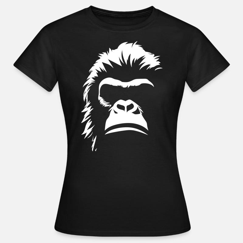 Stenciled Gorilla Head Logo - Bold and Powerful St - Women's T-Shirt - black
