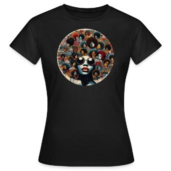 Inspiration im Afro-Stil, urbane Vielfalt - Frauen T-Shirt - Schwarz - Vorne - AI Model Female 172 dark (172cm)