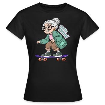 "Flotte Oma!" 2 - Frauen T-Shirt - Schwarz - Vorne - AI Model Female 172 dark (172cm)