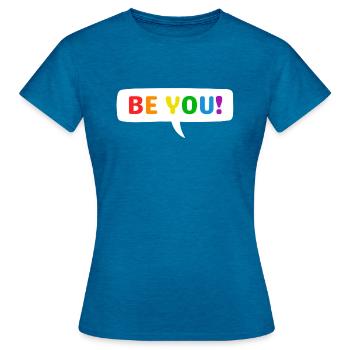 BE YOU Rainbow Pride - T-shirt Femme - bleu saphir antique chiné - Devant - AI Model Female 172 dark (172cm)