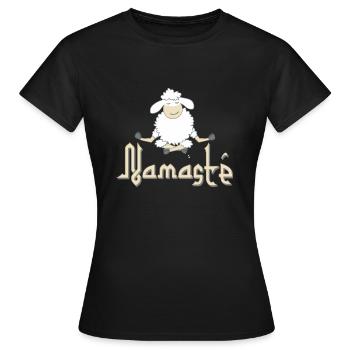 Namasté – niedliches, meditierendes Schaf - Frauen T-Shirt - Schwarz - Vorne - AI Model Female 172 dark (172cm)