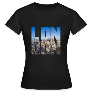 London England UK GB - Frauen T-Shirt - Schwarz - Vorne - AI Model Female 172 dark (172cm)