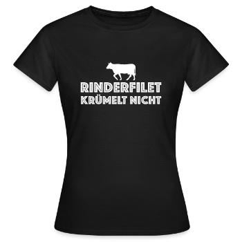 Rinderfilet krümelt nicht | Grill, lustige Sprüche - Frauen T-Shirt - Schwarz - Vorne - AI Model Female 172 dark (172cm)