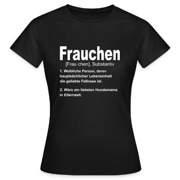 Frauchen Substantiv Hunde Gassi Outfit Damen - Frauen T-Shirt - Schwarz - Vorne - AI Model Female 172 dark (172cm)