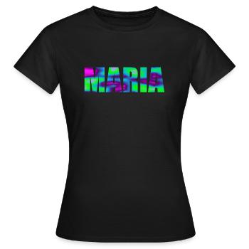First name Maria in colorful capital letters - Women's T-Shirt - black - Front - AI Model Female 172 dark (172cm)