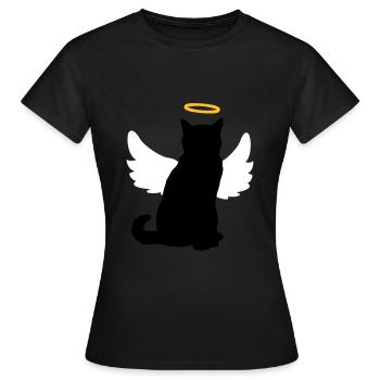 Engelskatze mit Flügeln und Heiligenschein! - Frauen T-Shirt - Schwarz - Vorne - AI Model Female 172 dark (172cm)