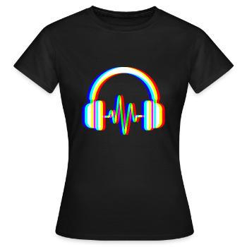 Casque Glitch – Ondes Sonores - T-shirt Femme - noir - Devant - AI Model Female 172 dark (172cm)