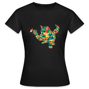 Abstrakte Katze Cartoon - Frauen T-Shirt - Schwarz - Vorne - AI Model Female 172 dark (172cm)
