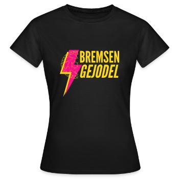 Rad T-Shirt: Bremsen Gejodel – Zeit für Wartung? - Frauen T-Shirt - Schwarz - Vorne - AI Model Female 172 dark (172cm)