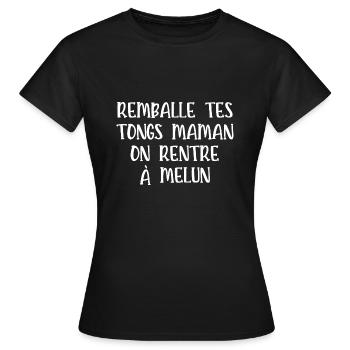 remballe tes tongs - T-shirt Femme - noir - Devant - AI Model Female 172 dark (172cm)