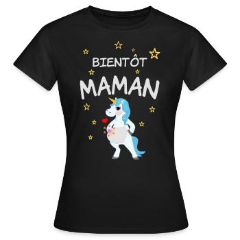 Bientôt maman - T-shirt Femme - noir - Devant - AI Model Female 172 dark (172cm)