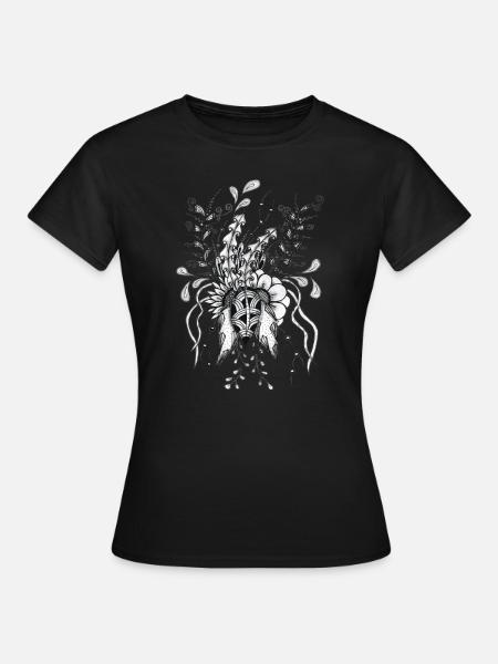 Tangle Blume gezeichnet - Frauen T-Shirt - Schwarz