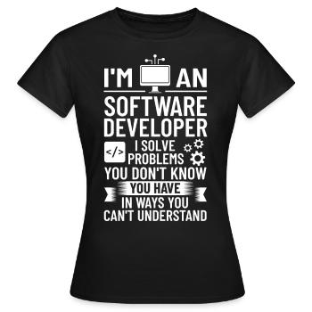 Développeur de logiciels de développement de logiciels - T-shirt Femme - noir - Devant - AI Model Female 172 dark (172cm)