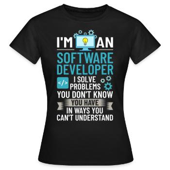 Développeur de logiciels de développement de logiciels - T-shirt Femme - noir - Devant - AI Model Female 172 dark (172cm)